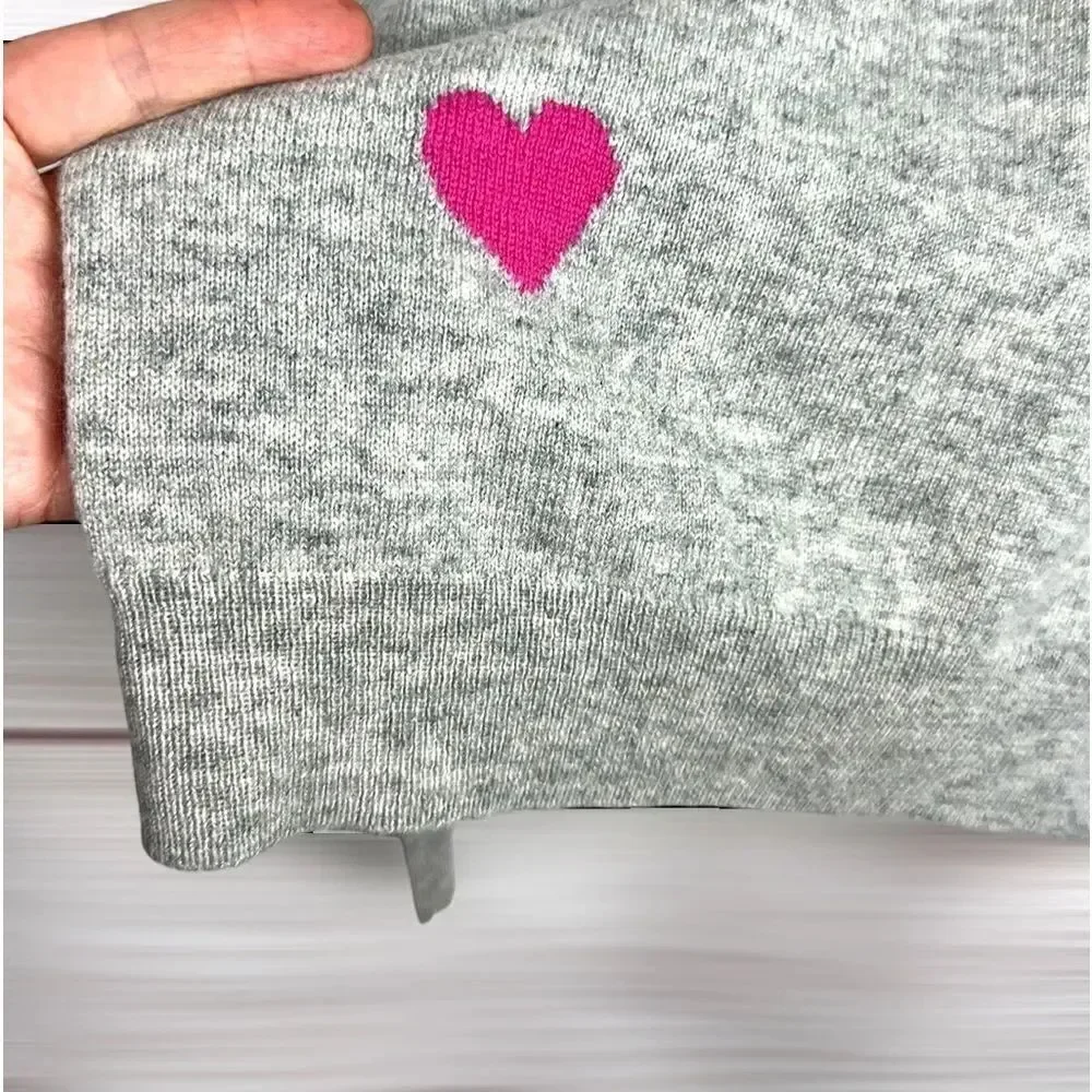 NWT New AQUA Girls Cashmere Crewneck Sweater Gray with Stars and Rainbow L